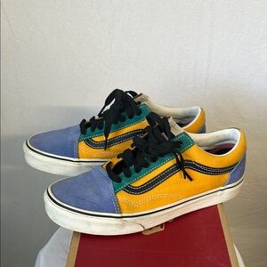 Vans Class Old Skool “Mix And Match Blue and Yellow Sneakers Classic Skate Style